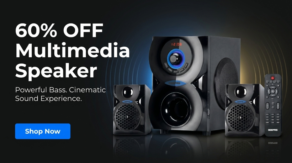 60% OFF Geepas GMS8585 2.1 Multimedia Speaker