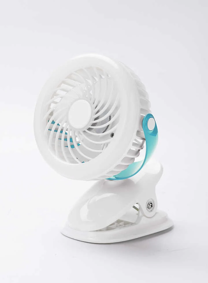 Geepas GF21137 Rechargeable Clip Fan with Light | Portable 2-in-1 Cooling Fan & LED Lamp | USB Charging |Adjustable Tilt | Grip Clip | 7 Hours Working