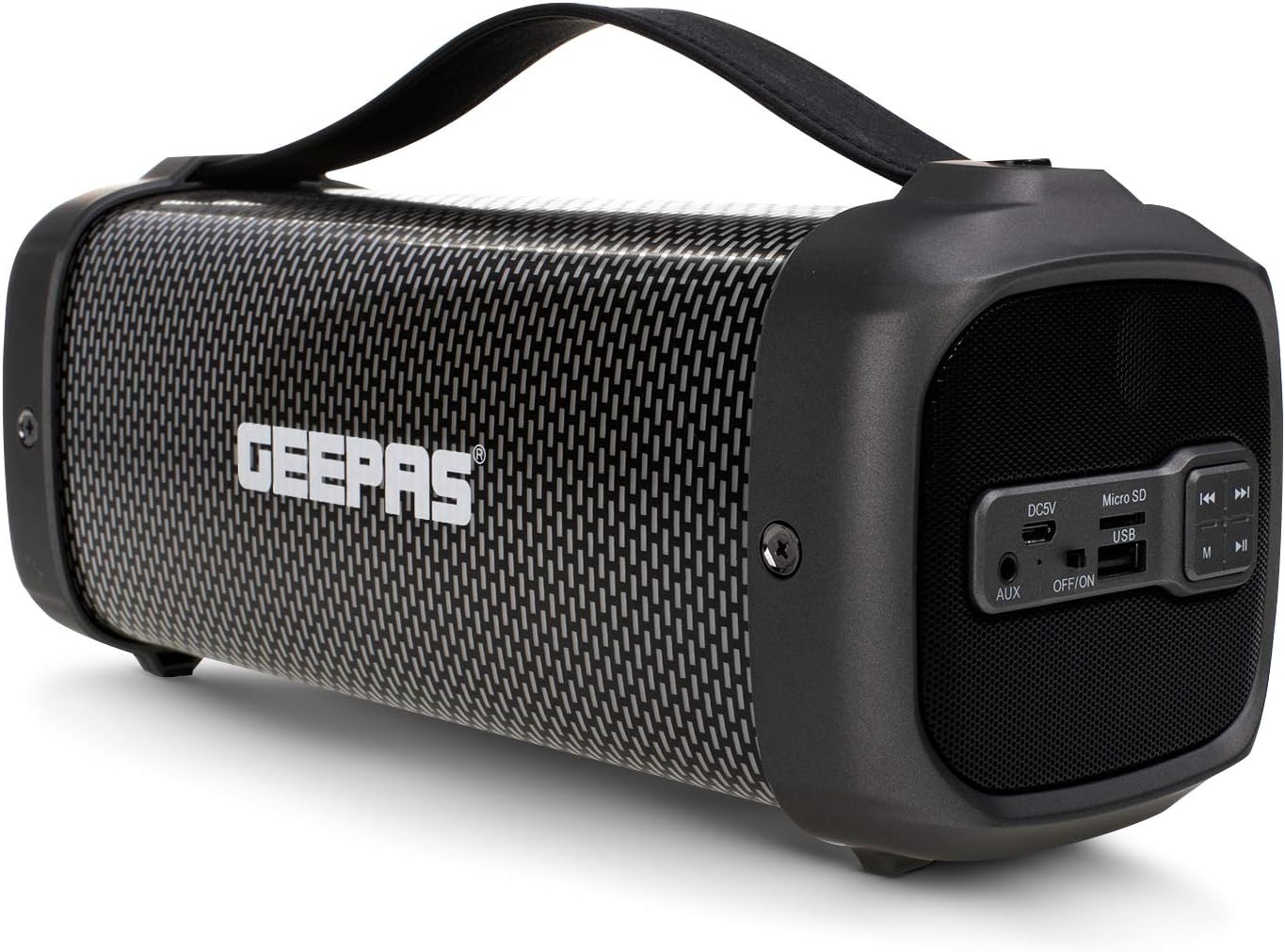 Geepas GMS11128UK Rechargeable Bluetooth Speaker for Excellent Sound Performance - with RGB DJ Lights, USB, Radio, 10 Metres Operating Range with Upto 5hrs Play-time