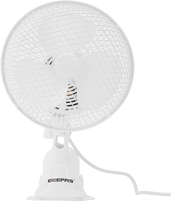 Geepas-2-in-1 Desk Fan, Clip Fan with Oscillation, GF9626N | Safety Grill | Plastic Clip Fan with 3 Blades | 30W Powerful Motor | Ideal for Home, Office, Etc